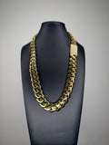 18-22mm Cuban Link Chain and Bracelet with Diamond Clasp Set in Gold and Rose Gold