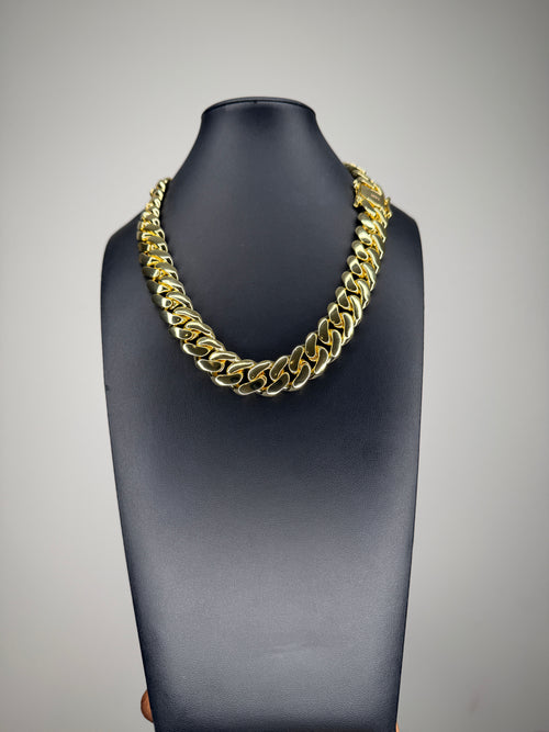 18-22mm Gold Cuban Link Chain and Bracelet Set