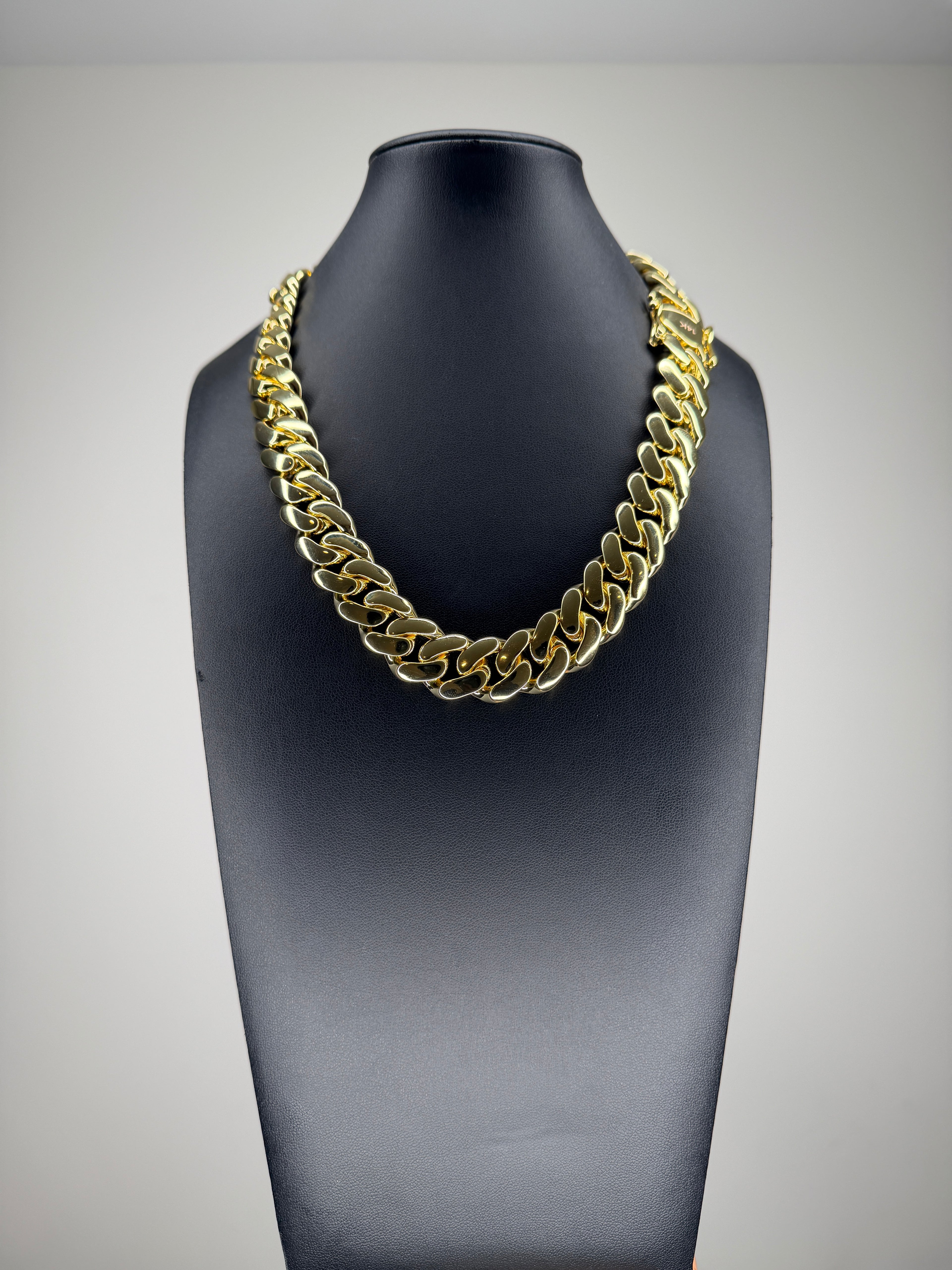18-22mm Gold Cuban Link Chain and Bracelet Set