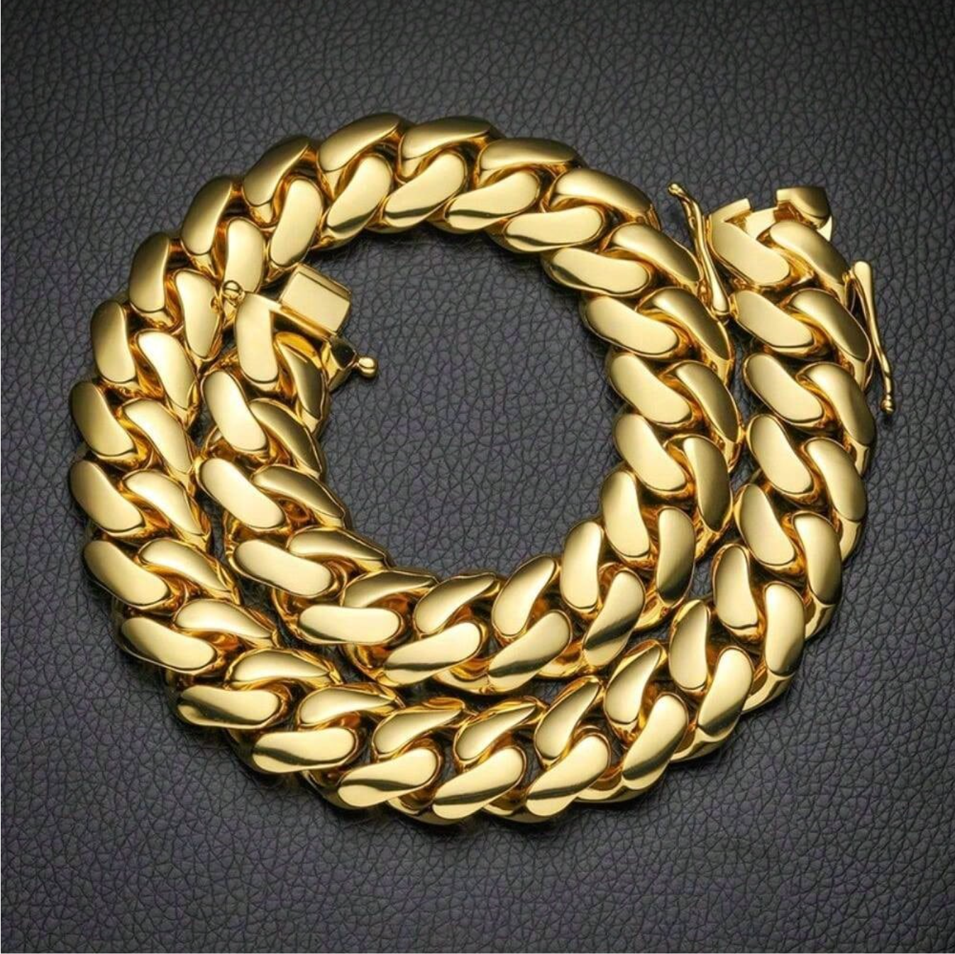 18-22mm Gold Cuban Link Chain and Bracelet Set